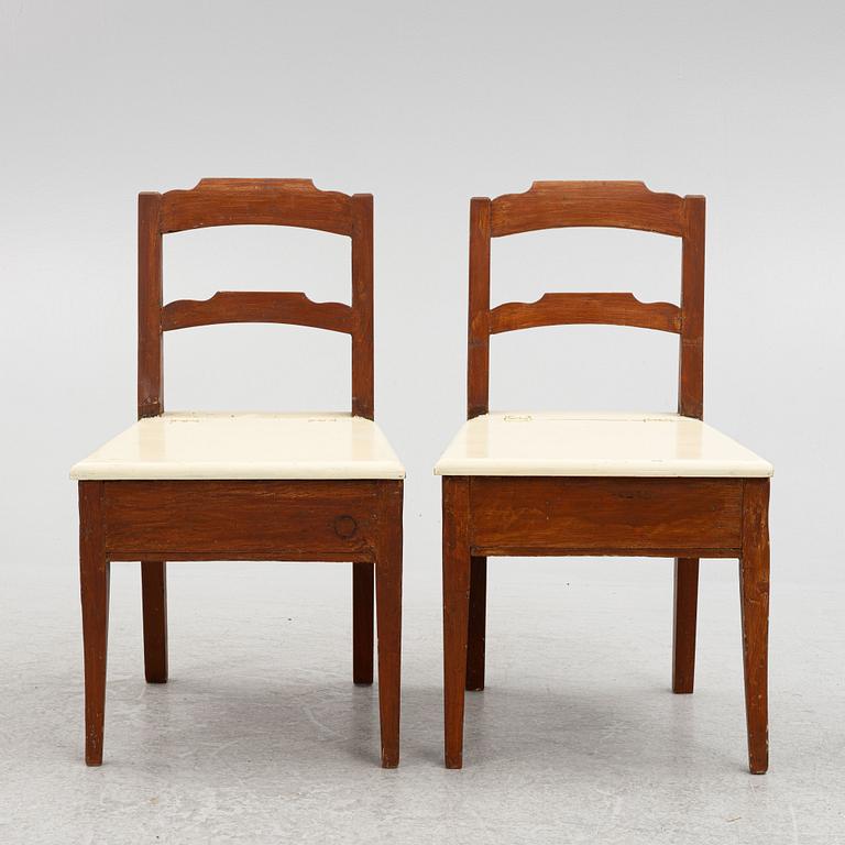 A Pair of Painted Children's Chairs, circa 1900.