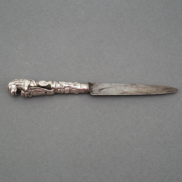A DUTCH SILVER KNIFE, possibly by Gabynus van der Lely, Leeuwarden ca 1746.