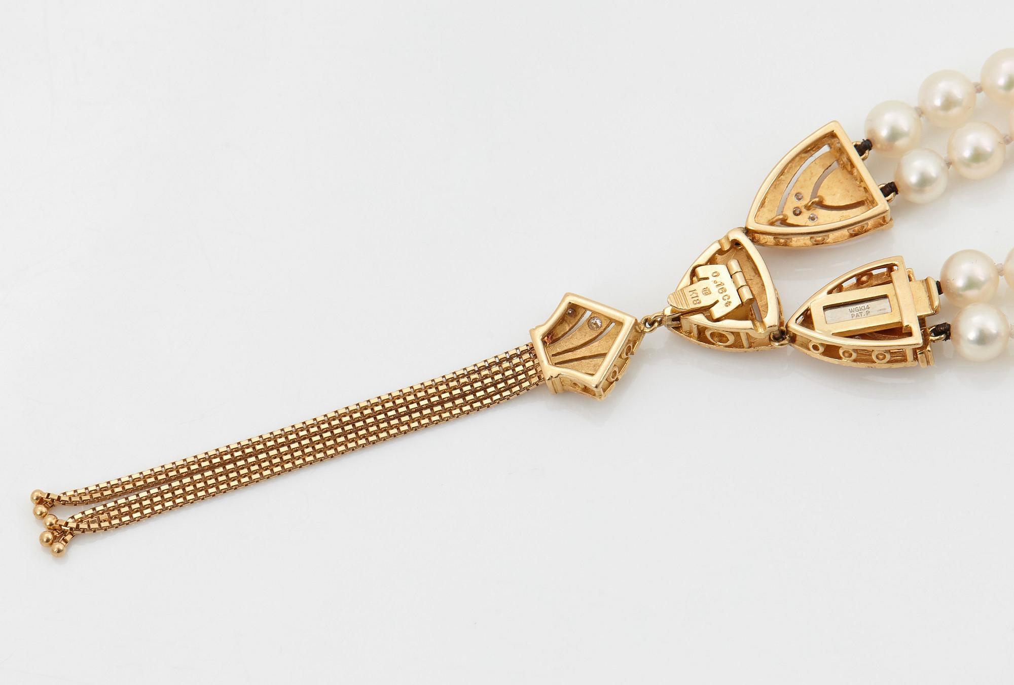 Mikomoto tvåradig collier odlade pärlor.