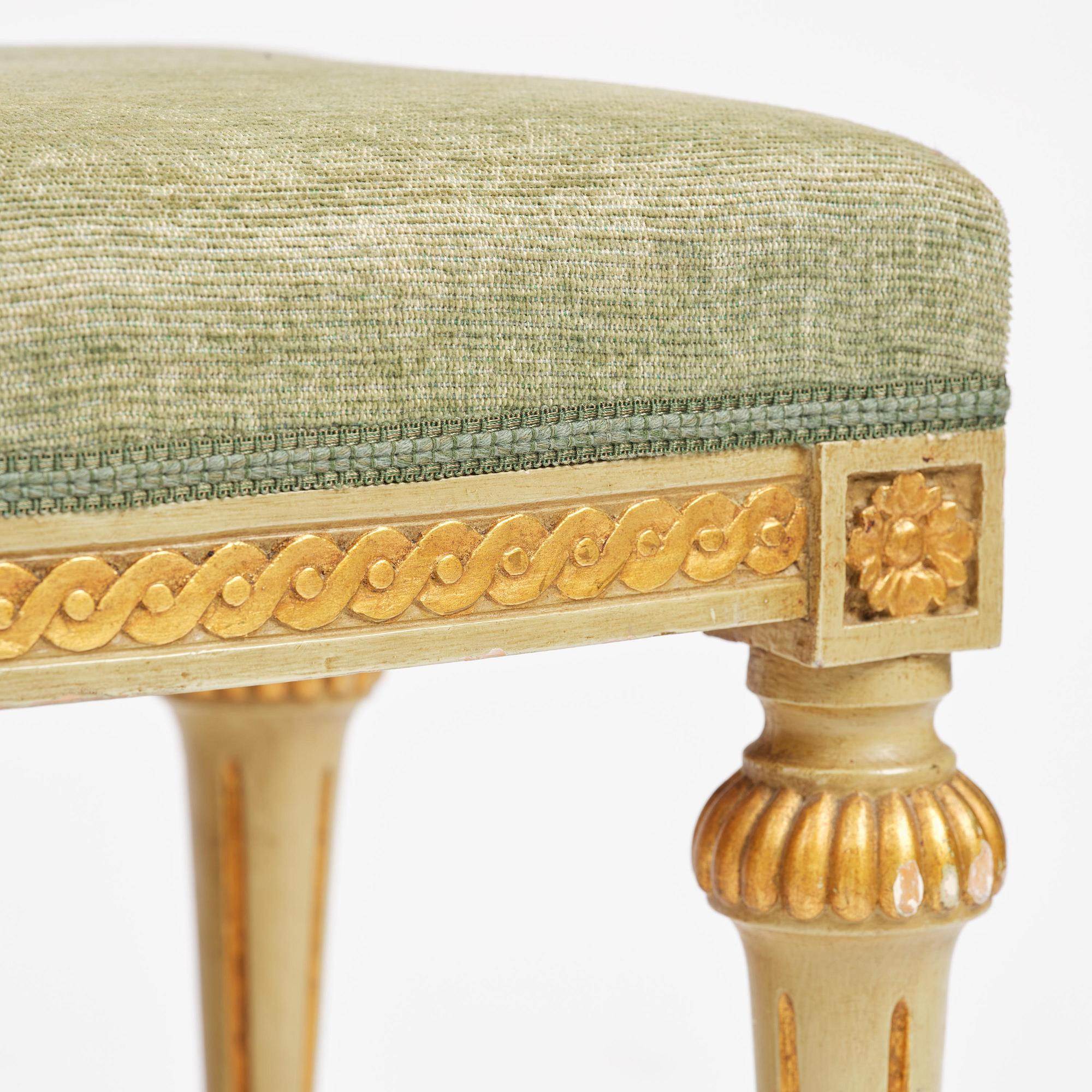 A pair of stools in the manner of Erik Öhrmark (master in Stockholm 1777–1813), Gustavian.
