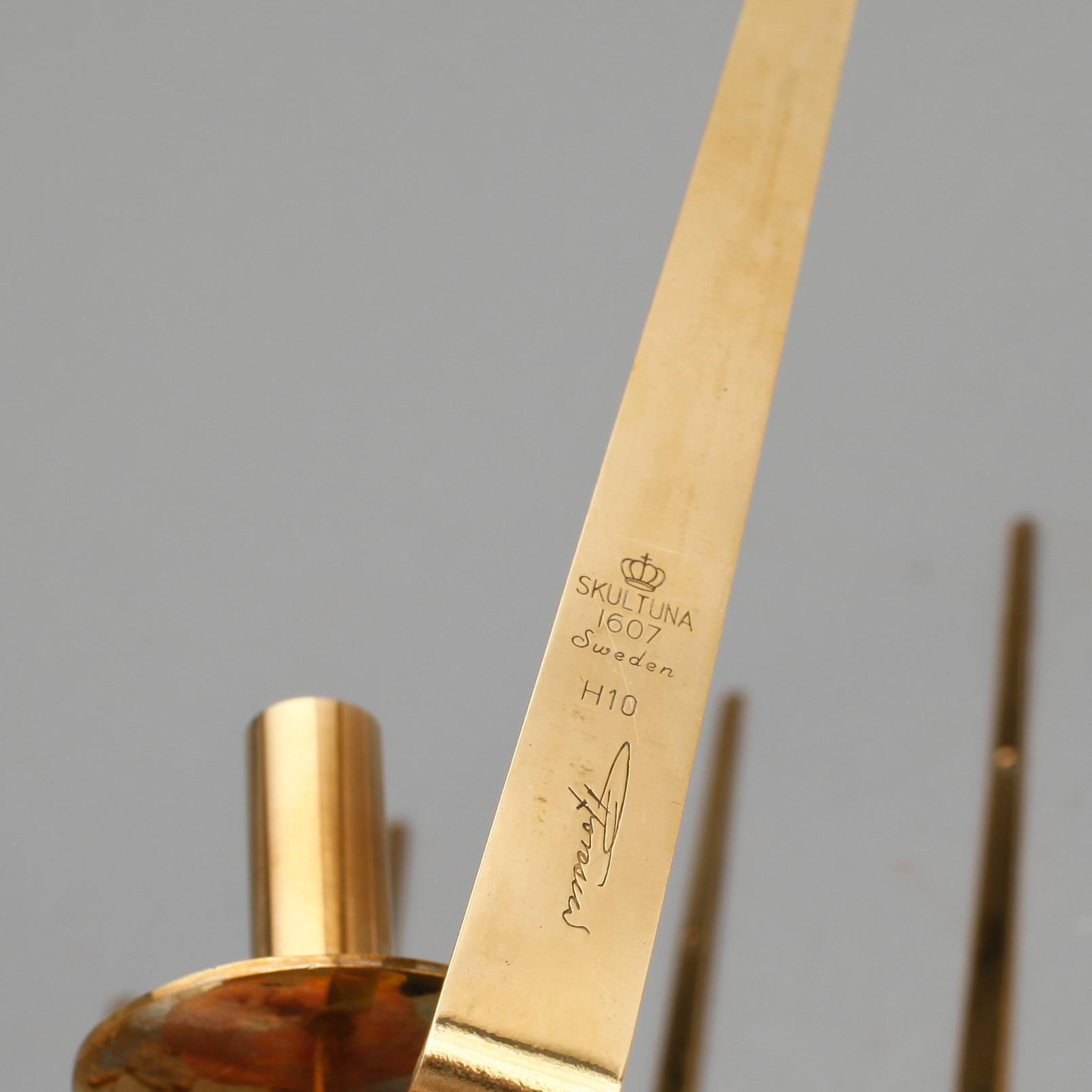 VÄGGLJUSSTAKAR, 6 st, mässing, Pendel, Pierre Forsell, Skultuna.