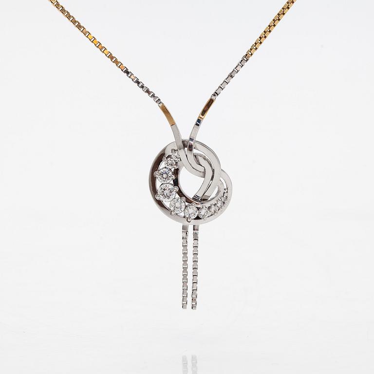 Necklace and earrings, brilliant cut diamonds, 18K white gold and gold. A. Tillander, Helsinki.
