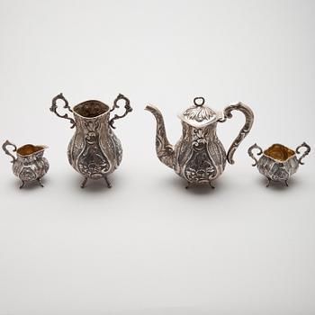 KAFFESERVIS, 4 delar, silver, Reino Johannes Harju, Helsingfors 1967. Vikt tot. 1598 g.