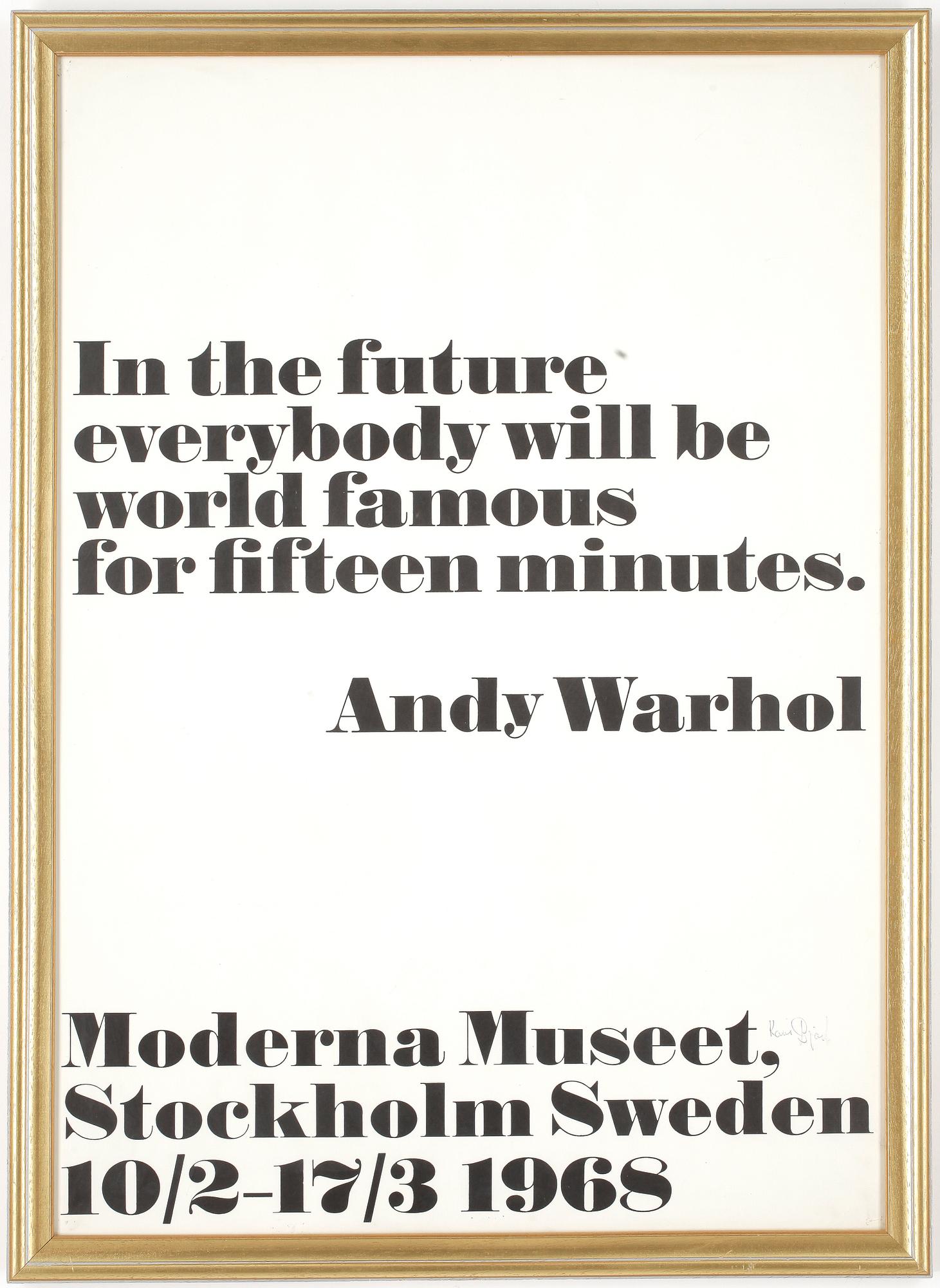 UTSTÄLLNINGSAFFISCH, Andy Warhol, Moderna Museet, 1968.