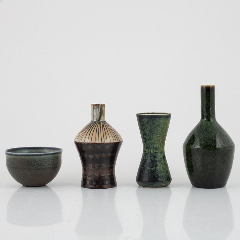 Carl-Harry Stålhane, three vases and a bowl, Rörstrand.