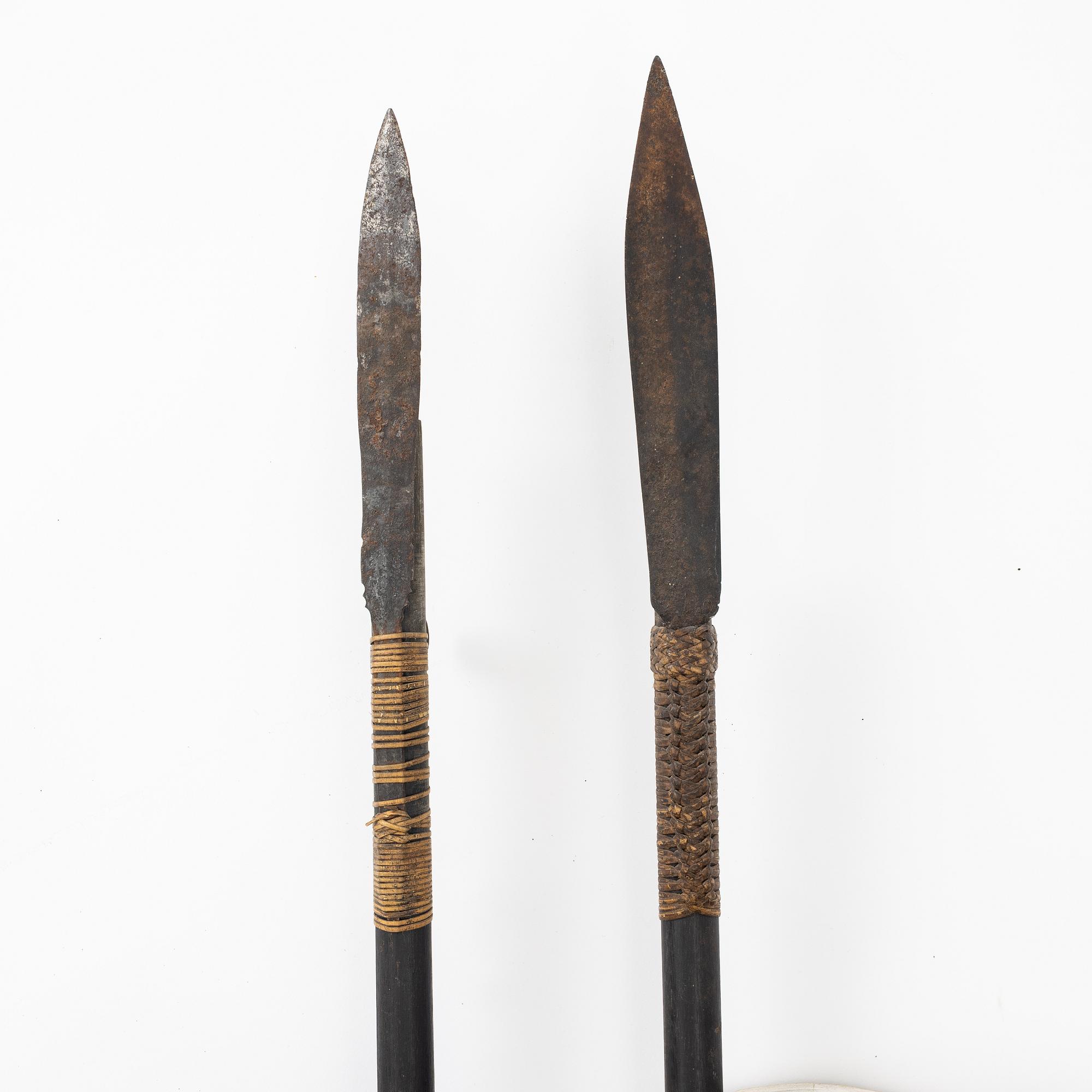 2 blowpipes, probably Dayak, Borneo.