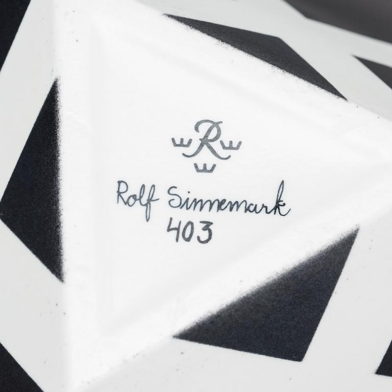 ROLF SINNEMARK, TEKANNA, porslin, "Cube", Rörstrand, sent 1900-tal.