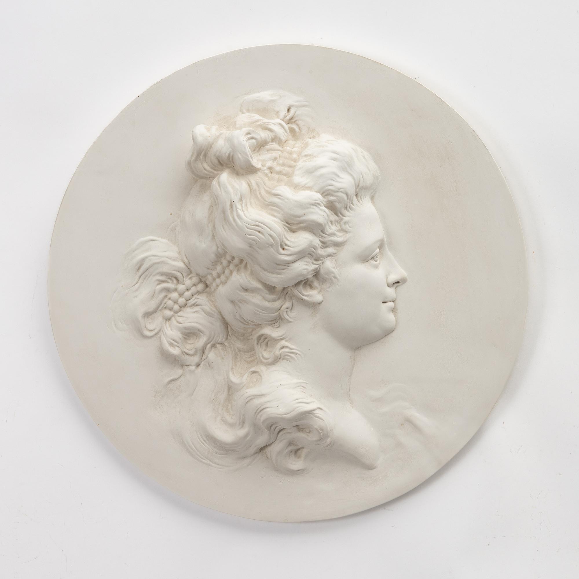 Johan Tobias Sergel, after, late 20th century, portrait medallion, "Sofia Magdalena" (1746-1813).