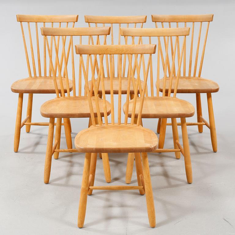 Six chairs by Carl Malmsten, "Lilla Åland", Stolab, late 20th century/early 21th century.