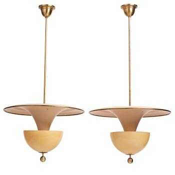 393. Bertil Brisborg, & Olle Elmgren, a pair of ceiling lamps, Nordiska Kompaniet, 1940s.