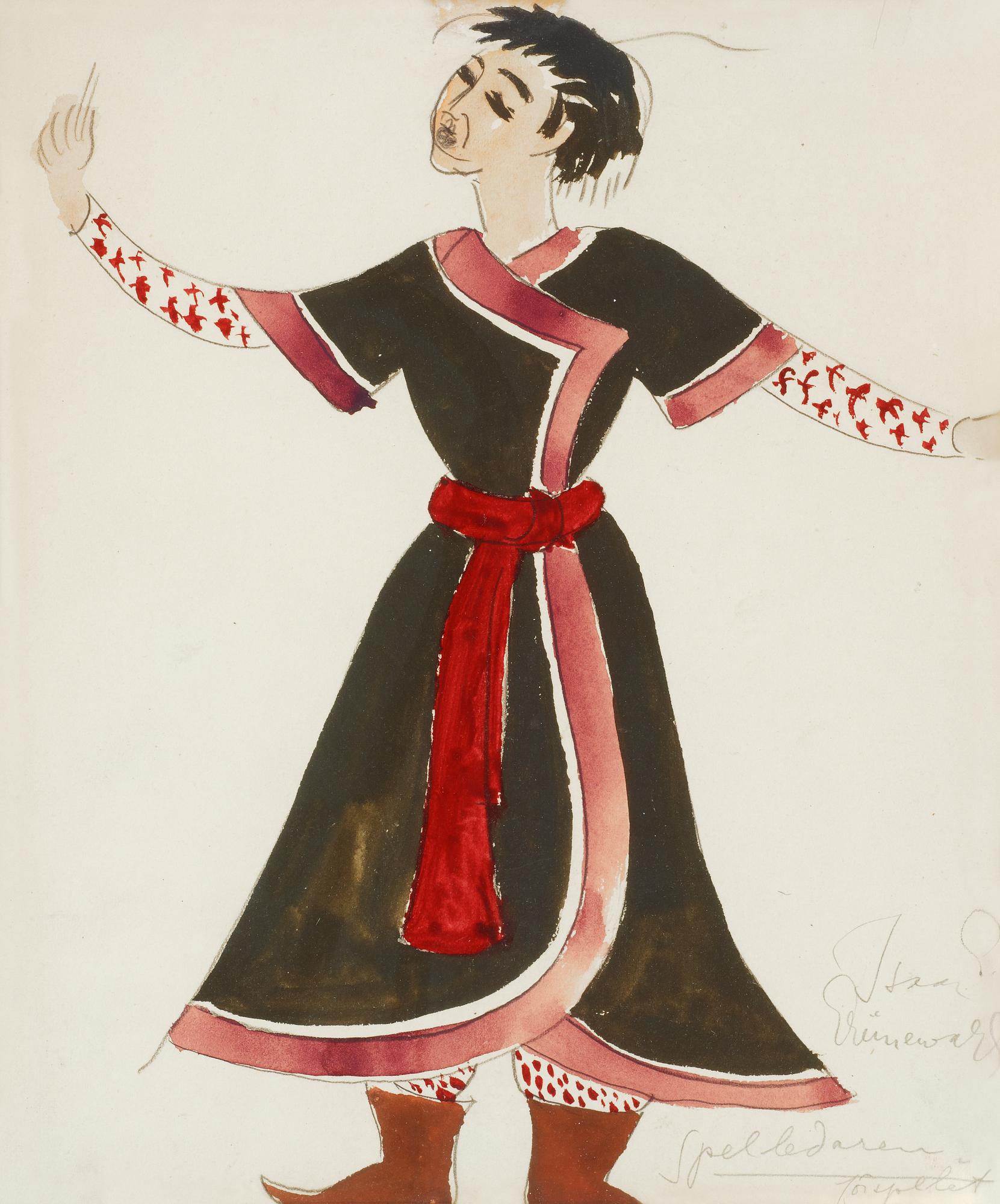 Isaac Grünewald, "Spelledaren, förspelet" (dräktskiss).