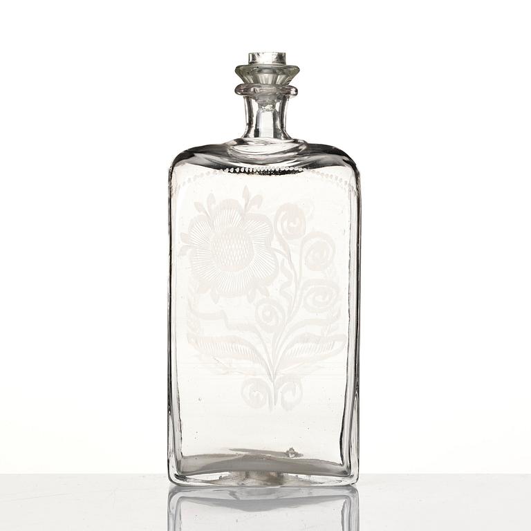 A large Swedish glass bottle, dated Broby, 1856.