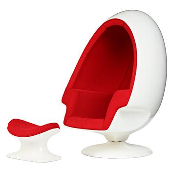 47. LEE WEST, "Egg Chair" fåtölj med fotpall, Lee West Inc. USA 1970-tal.