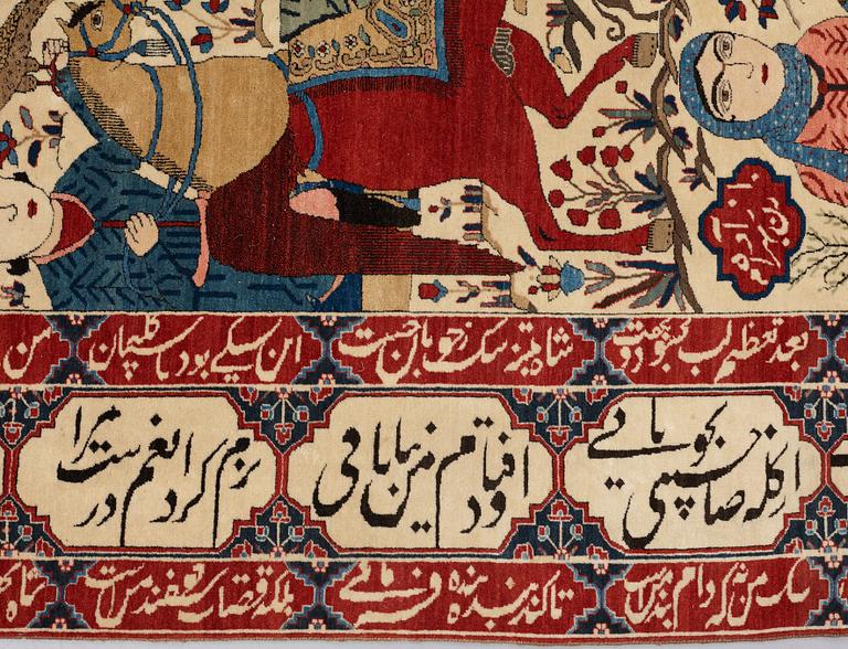 MATTA, semiantik Keshan figural, s.k. Motachem, ca 205,5 x 140,5 cm.