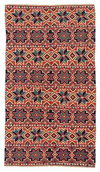 787. BED COVER. Double-interlocked tapestry. 198 x 109,5 cm. Scania, Sweden, around 1800. Probably Ingelstads district.