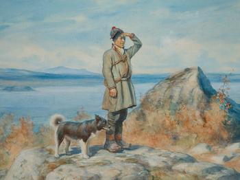 Johan Tirén, Sami boy with dog.