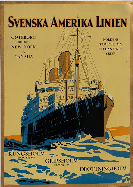 Advertising plate, for the Swedish American Line.