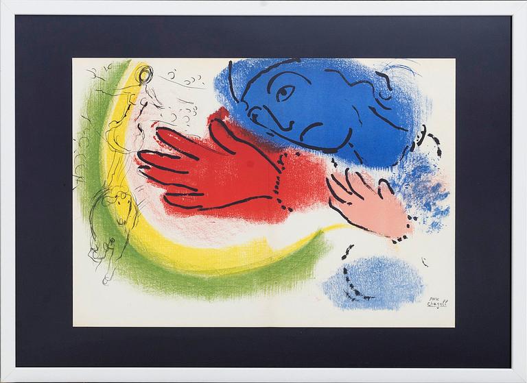 MARC CHAGALL, lithographe with color, "L'Ecuyère", Sorlier, Paris 1956, signed in the print.
