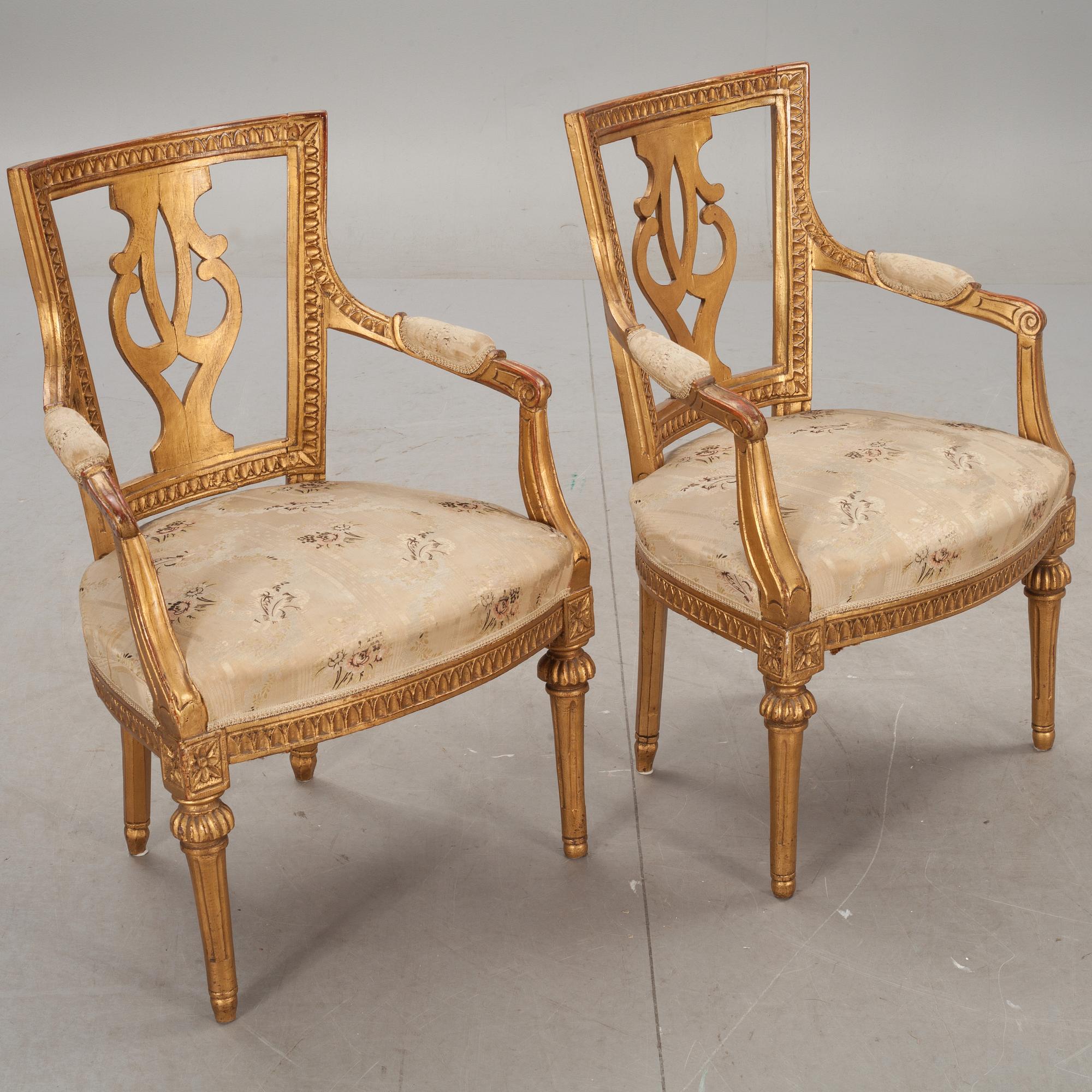 KARMSTOLAR, ett par, Louis XVI, 17/1800-tal.