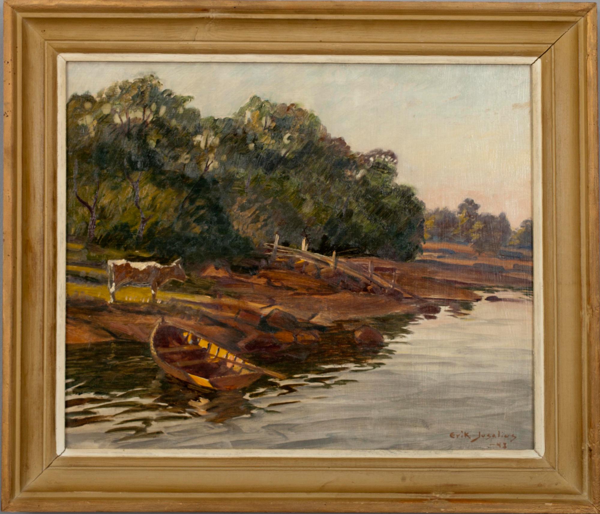 ERIK JUSELIUS (FINLAND), olja på skiva, sign. och dat. -43.