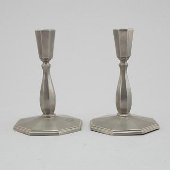 a pair of Art Déco pewter candlesticks by C G Hallberg 1933.