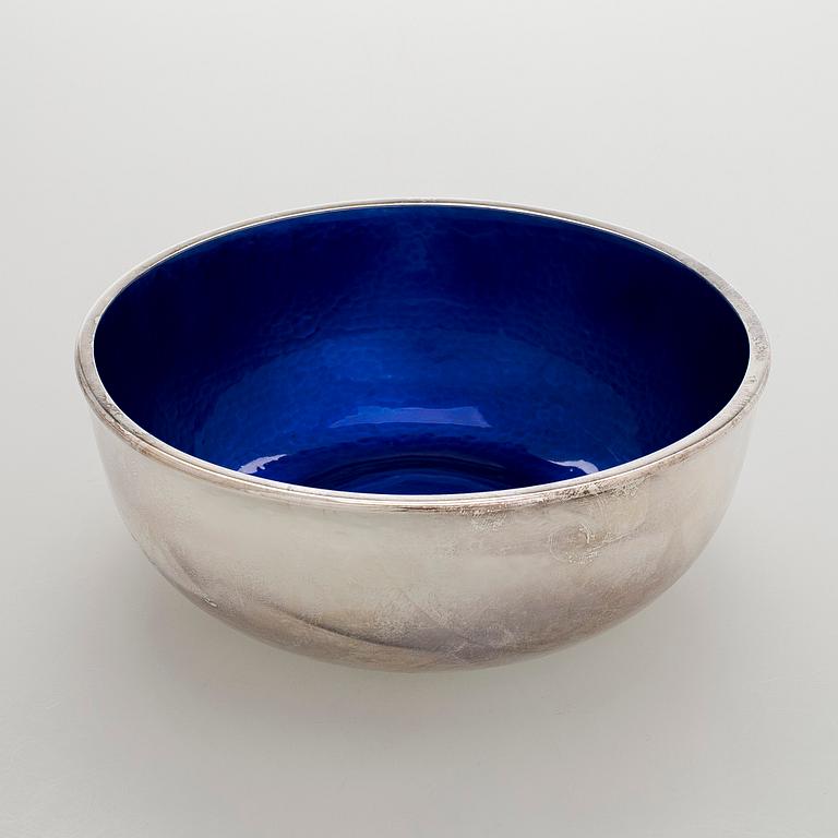 A set of three sterling silver and enamel bowls, maker's mark of A. Tillander, Turku 2005.