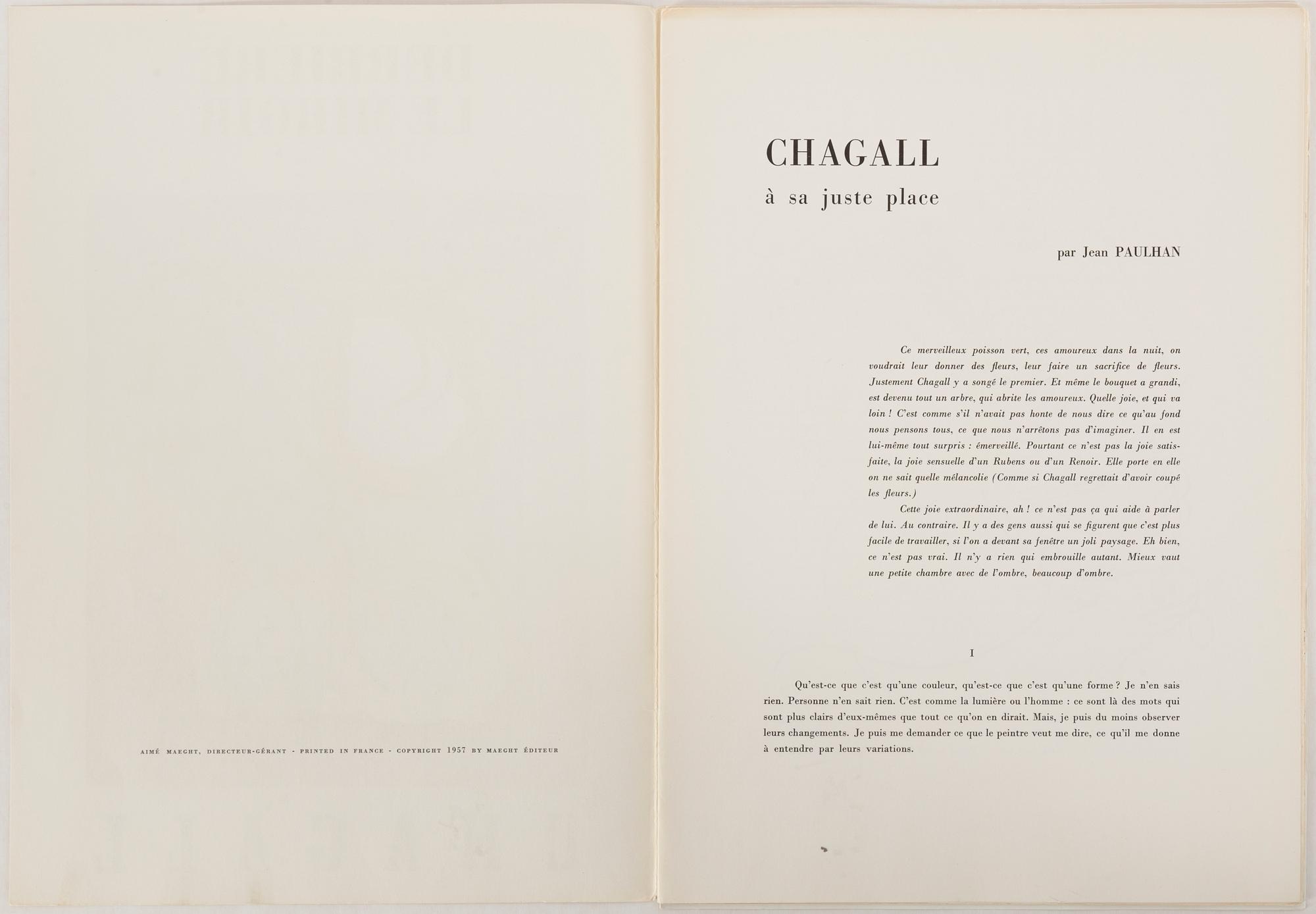 MARC CHAGALL, DERRIÈRE LE MIROIR no 99-100, 1957.