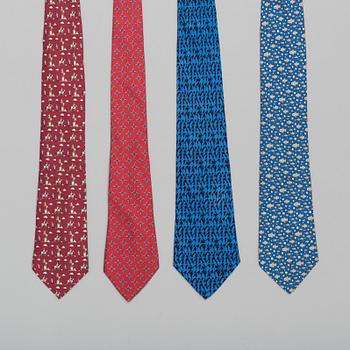 A set of four silk ties by Hermès.