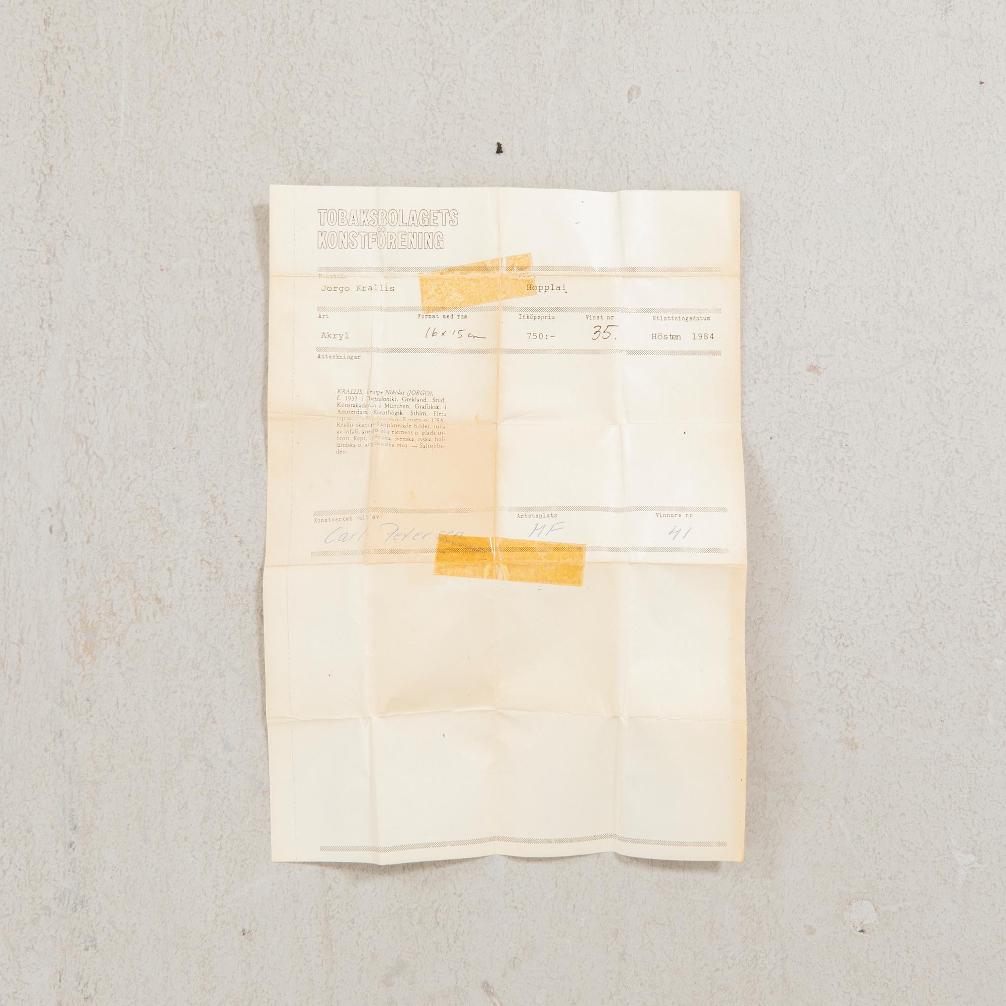 Jorgo Krallis, akryl på duk, signerad, ca 15 x 16 cm.