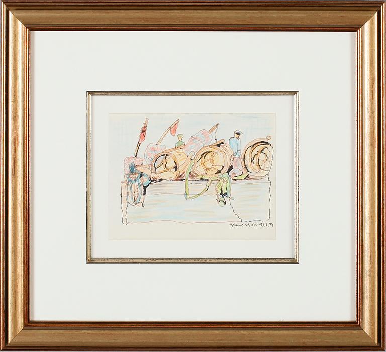 AXEL OLSON, blandteknik, signerad och daterad 79.