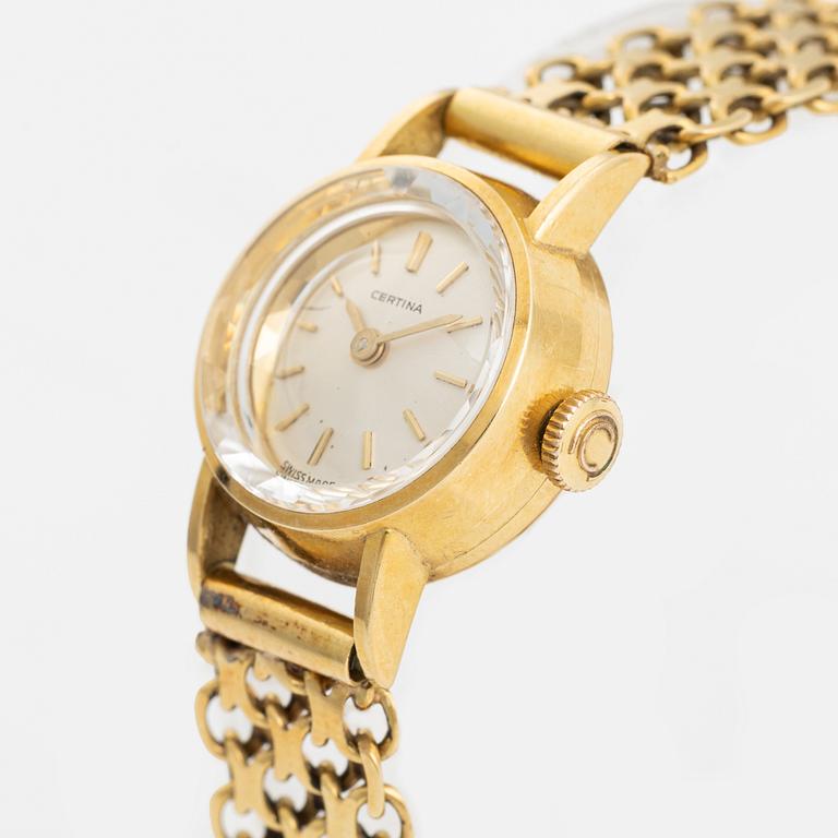 Certina, wristwatch, 18K gold, 17 mm.