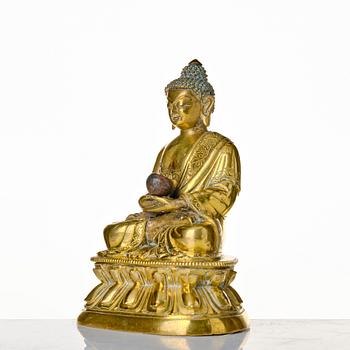 Buddha, brons. Tibetokinesisk, 1700-tal.