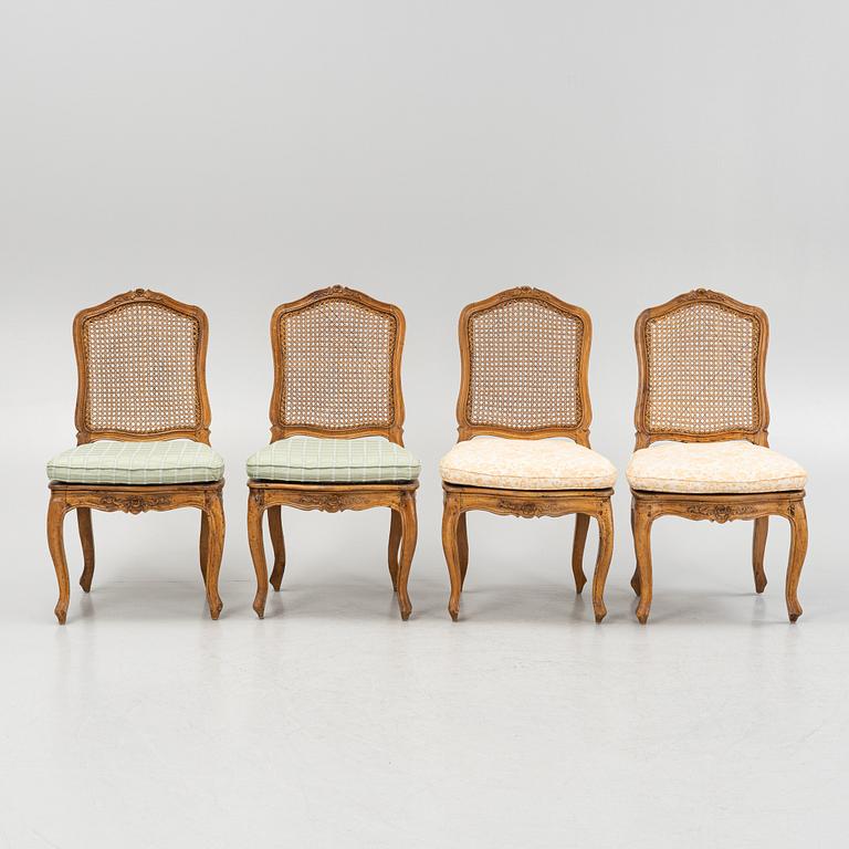 A set of four FRench Louis XV chairs, mid 18th century.