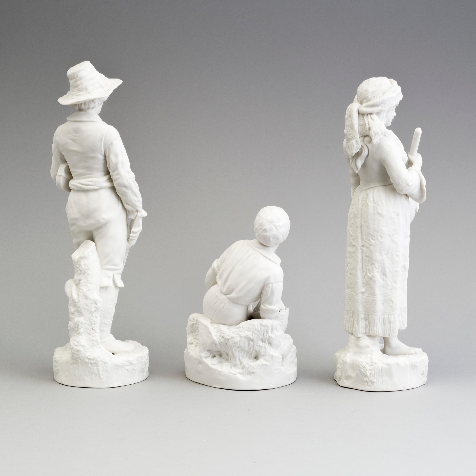 THREE PARIAN FIGURES, Gustafsberg, second half of the 19th century.