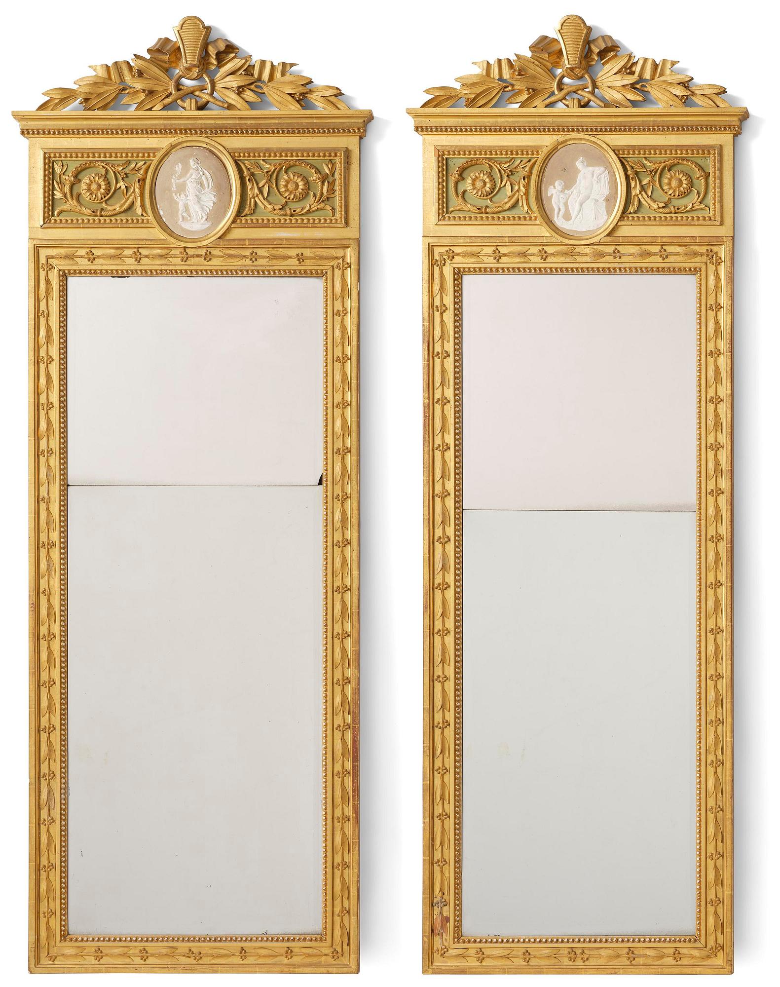A pair of Late Gustavian mirrors, by Pehr Ljung (1743-1819).
