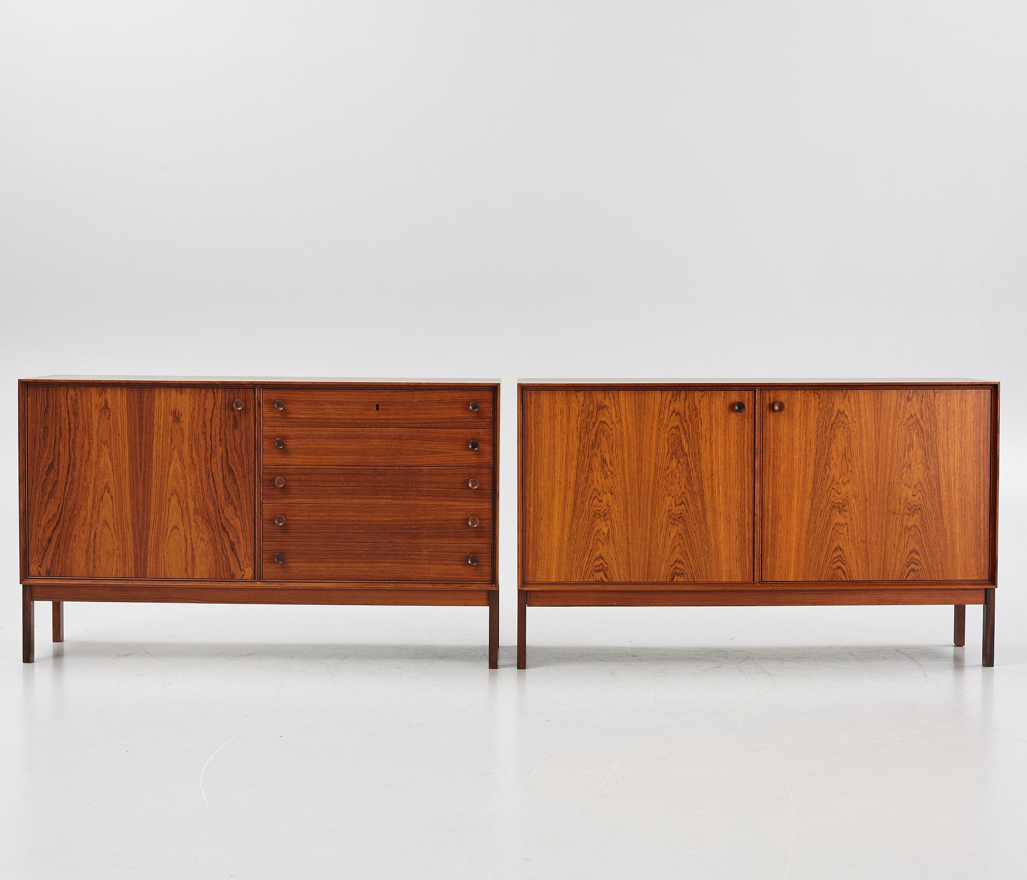 Yngvar Sandström, sideboards, ett par, Seffle Möbelfabrik, Säffle, 1950/60-tal.