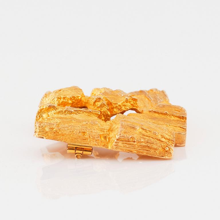 Björn Weckström, a 14K gold brooch "Ajopuut" for Lapponia, Finland 1970.