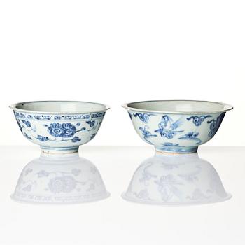 Two blue and white bowls, Ming dynasty (1368-1644).