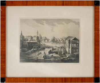 JOHAN FREDRIK MARTIN, efter, 3 st, akvatint, 1800-tal.