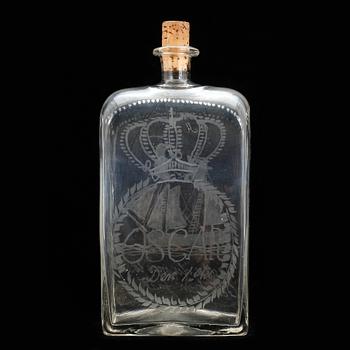 BRÄNNVISKFLASKA, glas, 1800-tal.