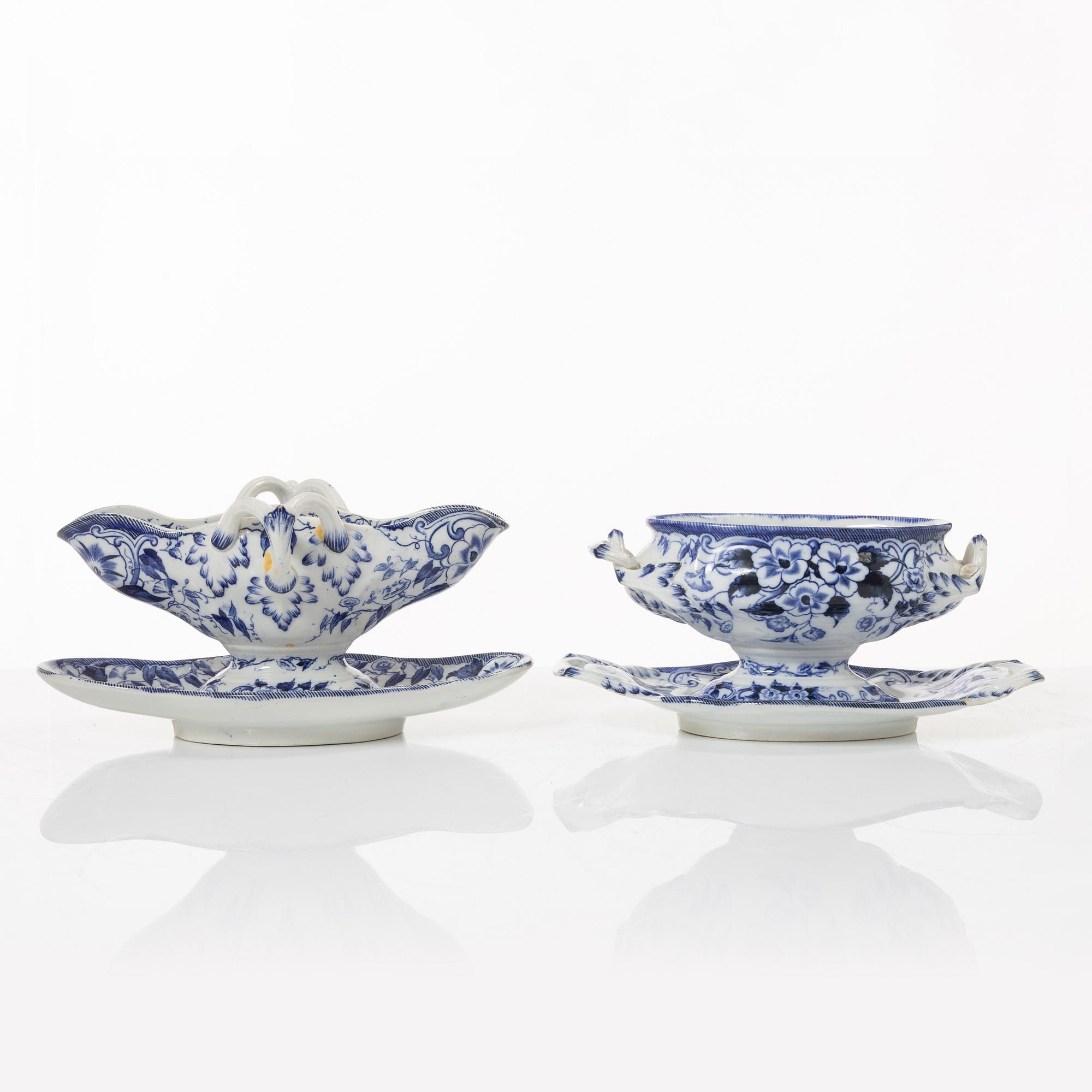 A 42 piece earthenware dinner service, 'Flora', Creil Montereau, France, late 19th Century.