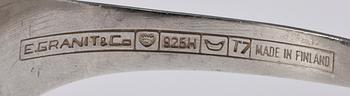 ARMRING samt RING, sterlingsilver, röktopas, Erik Granit & Co, Helsingfors 1960-tal.