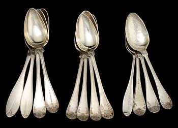 PARTI MATSKEDAR, 12 st, silver, 1800-tal. Vikt 654 g.
