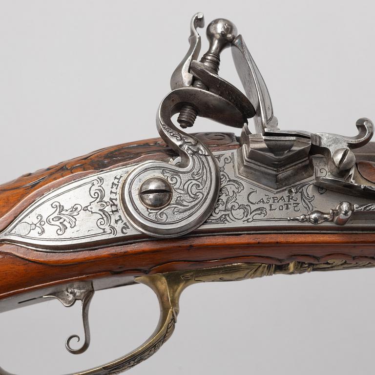Flintlåsstudsare, signerad Caspar Lotz, Teinitz (Prag omkring år 1800).