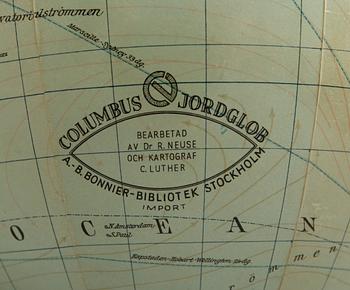 JORDGLOB, Columbus Jordglob, Dr Neuse, 1900-talets mitt.