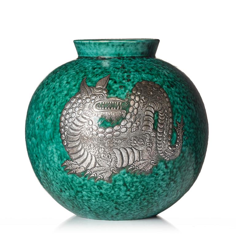 Wilhelm Kåge, an "Argenta"  stoneware vase, Gustavsberg 1938.