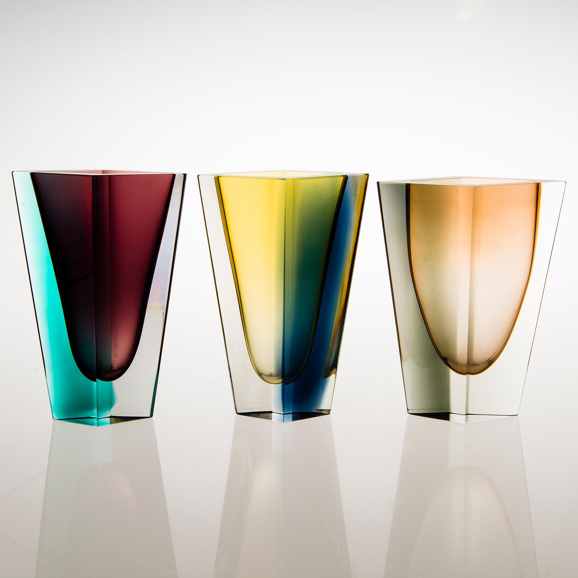 Kaj Franck, A set of six signed 'Prisma' vases.