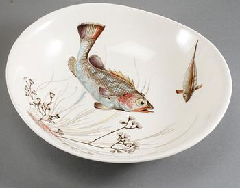 FISKSERVIS, 11 delar, flintgods, "Fish", Johnson Bros, England, 1900-talets andra hälft.