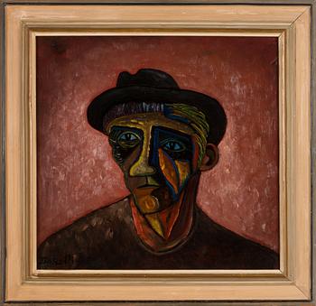 Paavo Sarelli, olja på pannå, signerad och daterad -75.