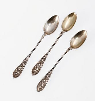 KAFFESKEDAR, 11st, silver, svenska importstämplar. Sent 1800-tal. Vikt ca 90 gram.
